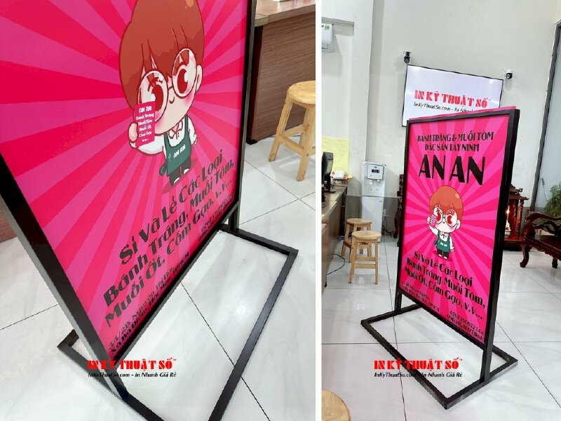 Làm chân standee sắt bảng hiệu ngoài trời cửa hàng đặc sản Tây Ninh - INKTS896