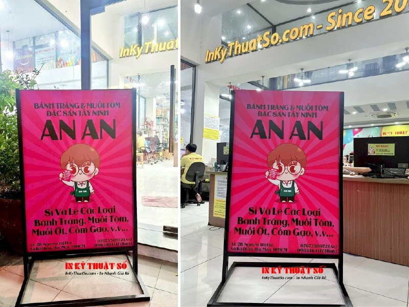 Làm chân standee sắt bảng hiệu ngoài trời cửa hàng đặc sản Tây Ninh - INKTS896