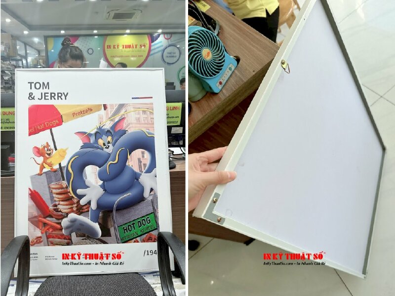 Tranh Canvas Tom & Jerry kích thước 60cm x 80cm, đóng khung viền trắng ốp - INKTS890