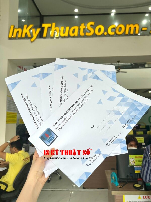 In bao thư công ty bằng công nghệ in Offset trên chất liệu giấy F120gsm - In ấn bởi In Kỹ Thuật Số since 2006