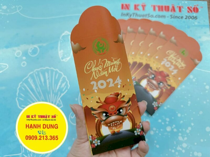 IN bao lì xì trên chất liệu giấy C150gsm, số lượng 5000 cái cho phòng khám phụ sản