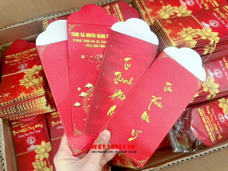 In bao lì xì Phật giáo, phong bao lì xì đựng câu đối, chúc Tết hái lộc đầu xuân tại Chùa