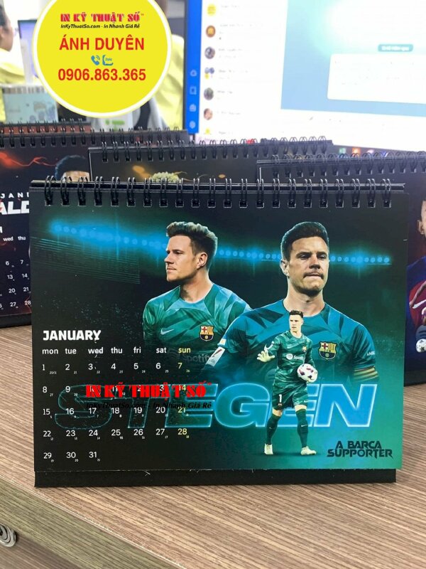 In lịch bóng đá để bàn chữ A, in lịch Barca