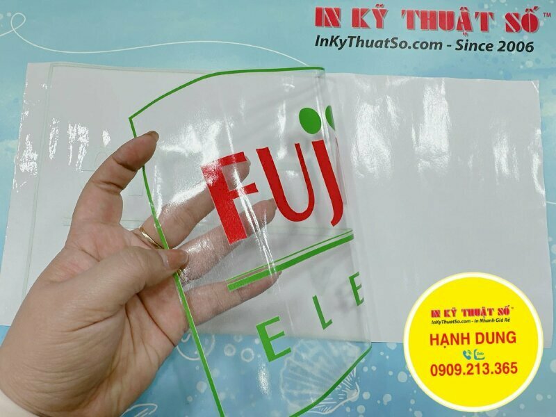 in logo Decal trong suốt dán kính, in Decal ngược UV mực trắng