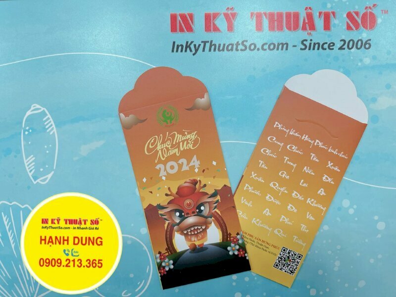 In bao lì xì Offset, cán mờ mặt ngoài, thành phẩm dán gấp theo file in chuẩn