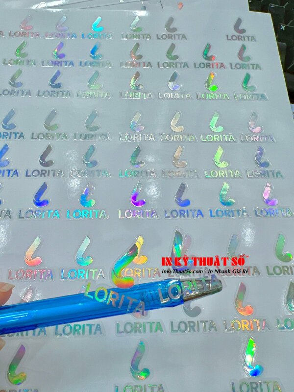 In Decal nhựa trong ép kim làm tem trong suốt logo công ty kinh doanh máy xông tinh dầu