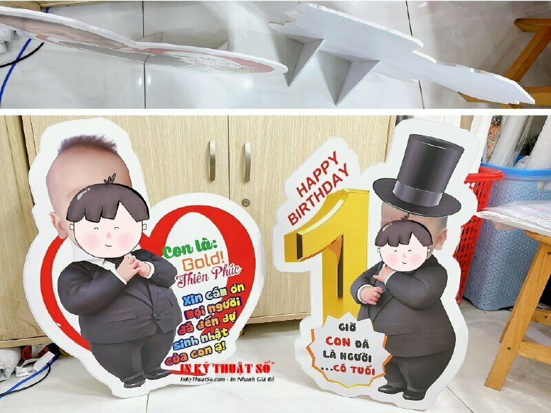 In hình chibi sinh nhật bé trai, standee chibi ghép mặt cho bé tại In Kỹ Thuật Số since 2006