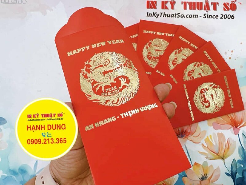 In bao lì xì ép kim Gold linh vật năm, logo công ty - INKTS1035