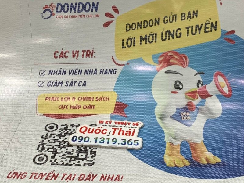 In decal lưới dán kính thông tin tuyển dụng nhân viên nhà hàng - INKTS1031