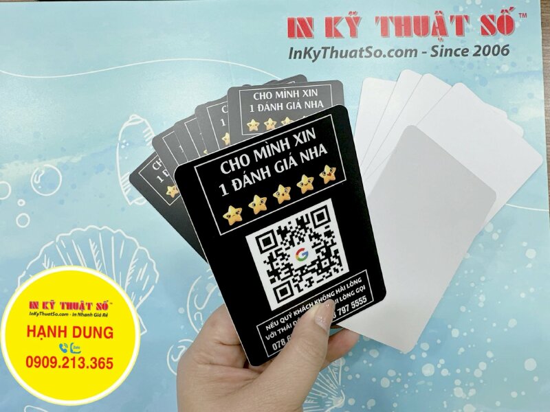 In mã QR code ra thẻ nhựa quét đánh giá review BarberShop tiệm cắt tóc - INKTS995