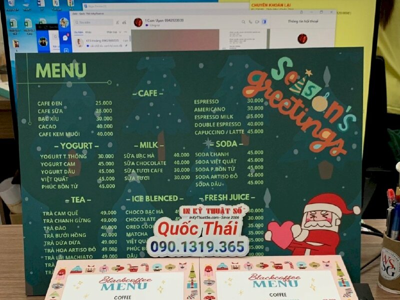 In menu Giáng Sinh cho quán cafe - INKTS993