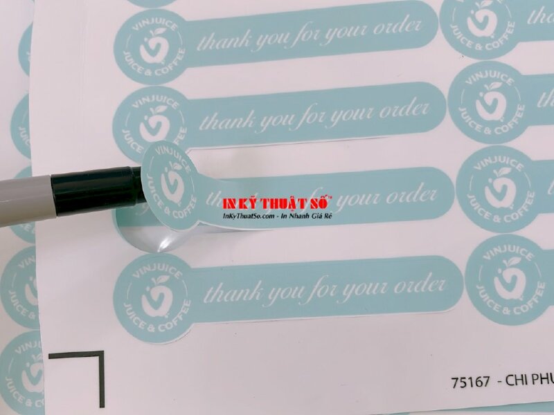 In tem dài dán nắp chai lọ, tem Thank you for your order - INKTS1025