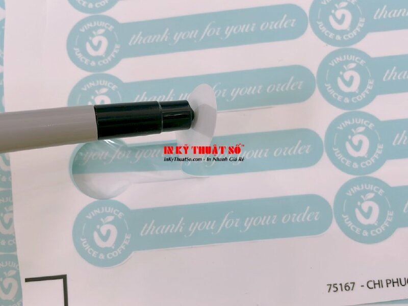 In tem dài dán nắp chai lọ, tem Thank you for your order - INKTS1025