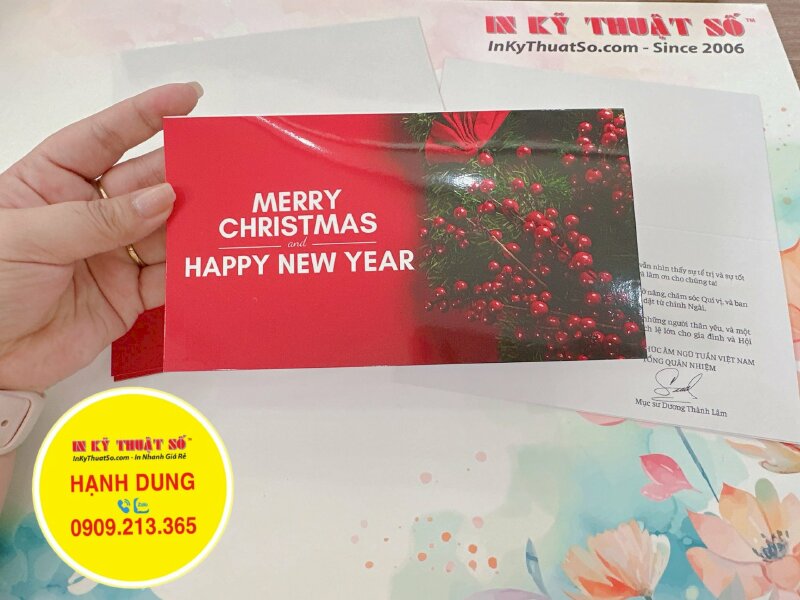 In thiệp Giáng Sinh, Noel, thiệp Merry Christmas and Happy New Year cho quý Mục sư - INKTS1012