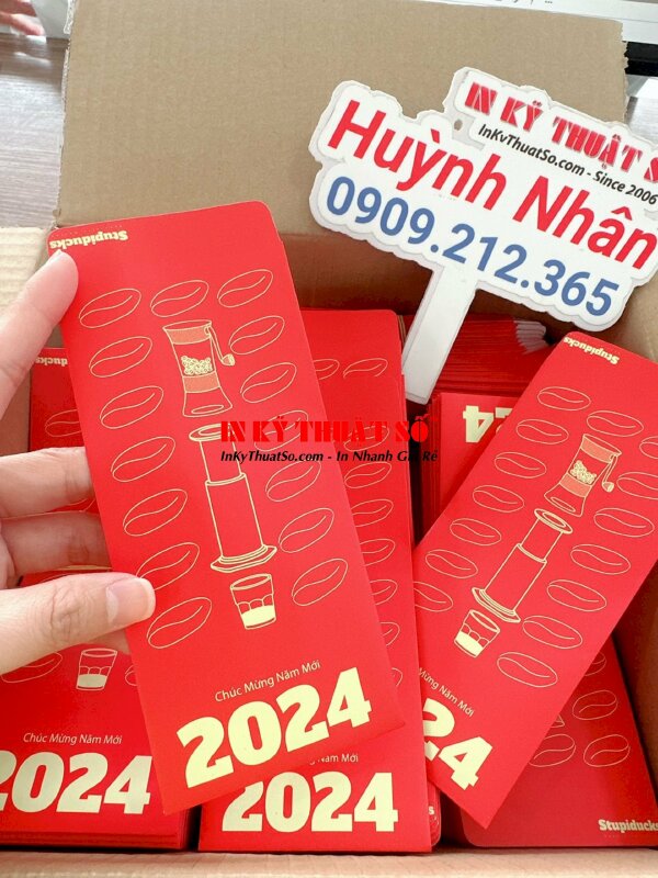 Mẫu bao lì xì ép kim vàng óng sang trọng được in bằng công nghệ in Offset