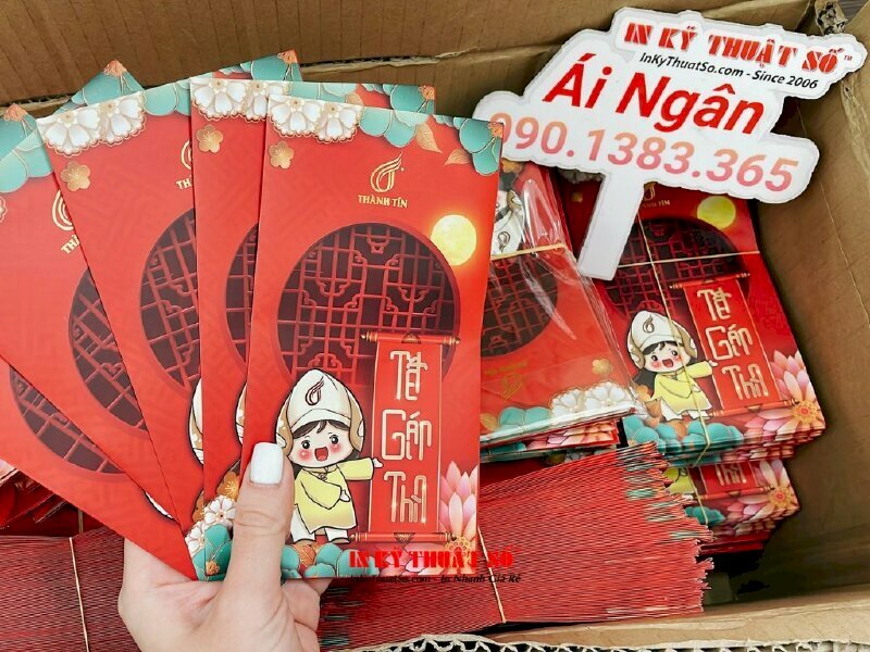 Bao lì xì in logo công ty với hình ảnh chibi siêu dễ thương