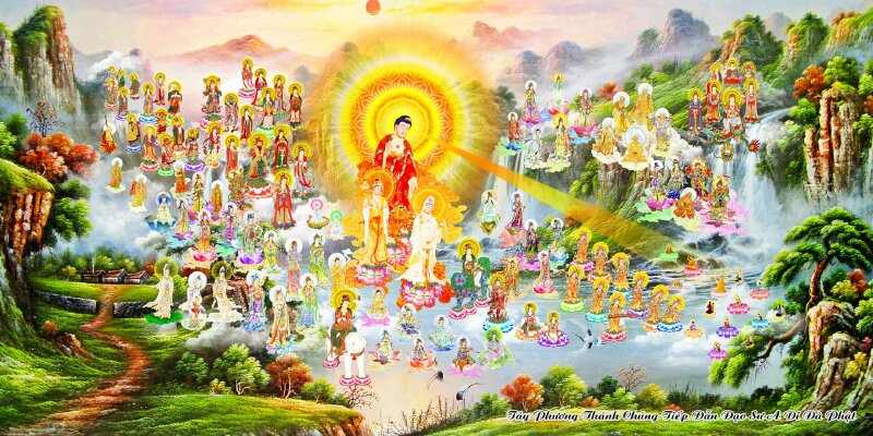 Tranh Tây Phương Tiếp Dẫn giữa phong cảnh sơn thủy hữu tình