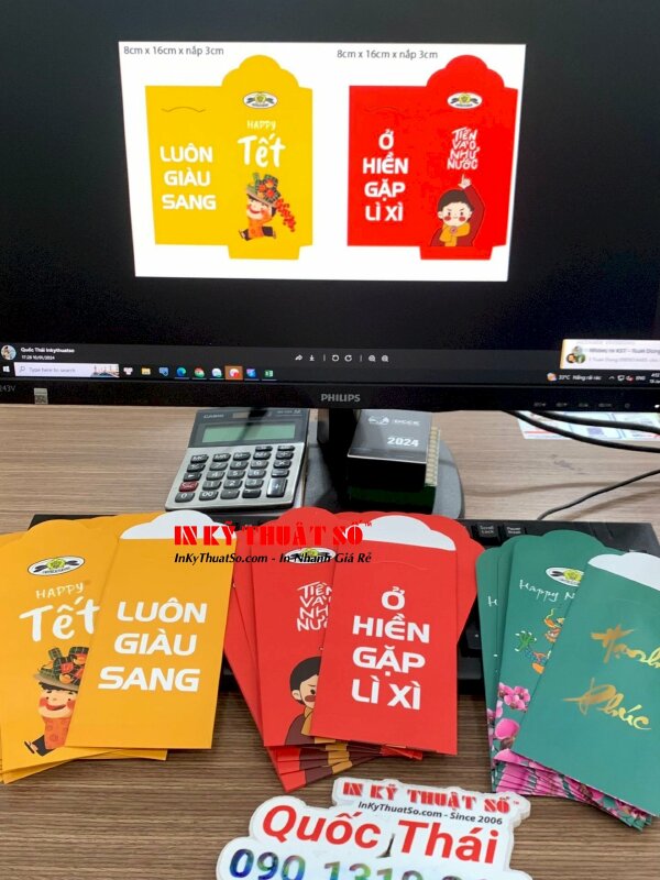 Mẫu bao lì xì in logo cafe thiết kế theo yêu cầu, in nhanh số lượng lớn