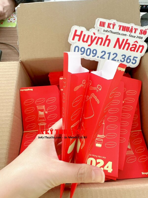 Mẫu bao lì xì 2024 gia công ép kim 2 mặt màu vàng, cán mờ 1 mặt, cấn gấp theo file