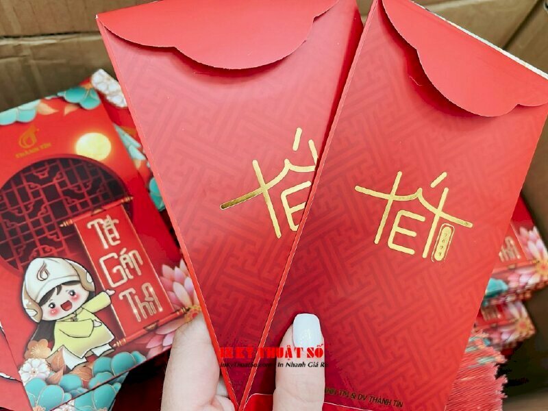 In bao lì xì Tết ép kim logo & linh vật năm