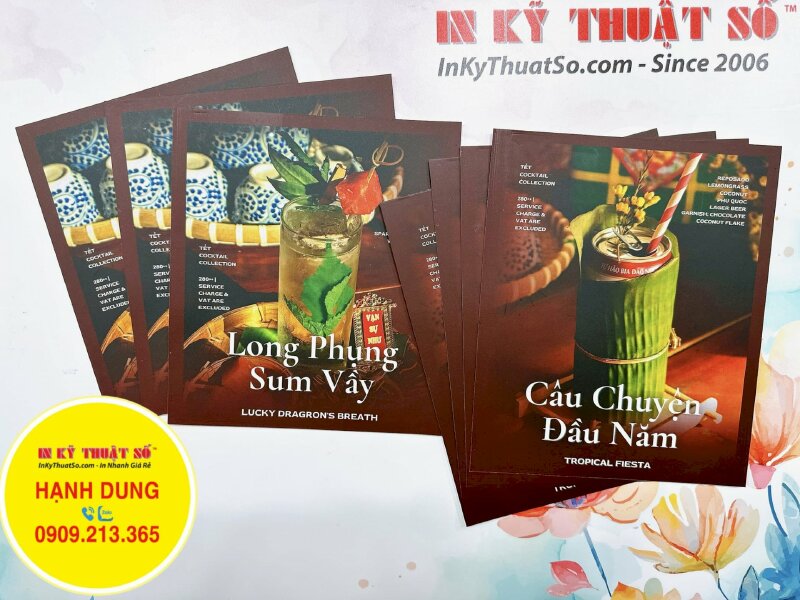 In tời rơi menu quán cafe chất liệu giấy Coucher - In ấn & Gia công tại In Kỹ Thuật Số since 2006