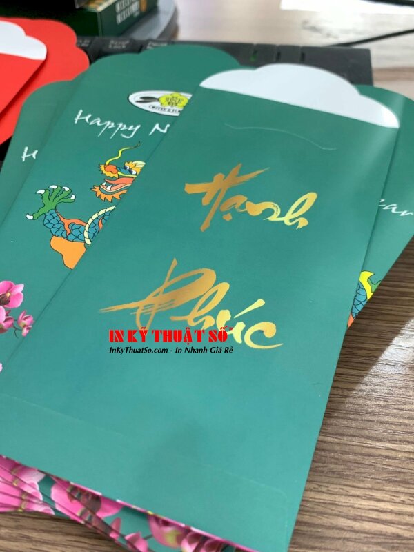Bao lì xì in logo quán cafe theo yêu cầu, in bao lì xì theo yêu cầu