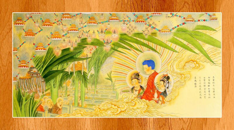 Hình ảnh Kinh A Di Đà mô tả cõi Cực Lạc