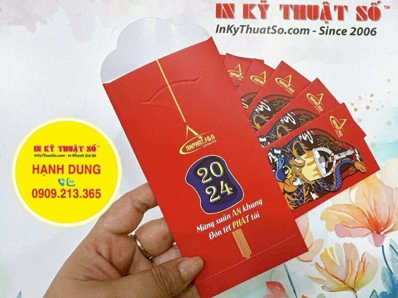 Thiết kế, in bao lì xì doanh nghiệp, thiết kế file in theo mẫu yêu cầu