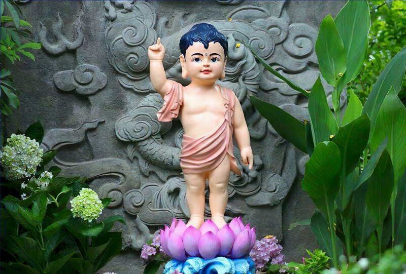 Hình ảnh tượng đức Phật sơ sinh chúc mừng Phật Đản sinh kỷ niệm ngày sinh của đức Phật Thích Ca.