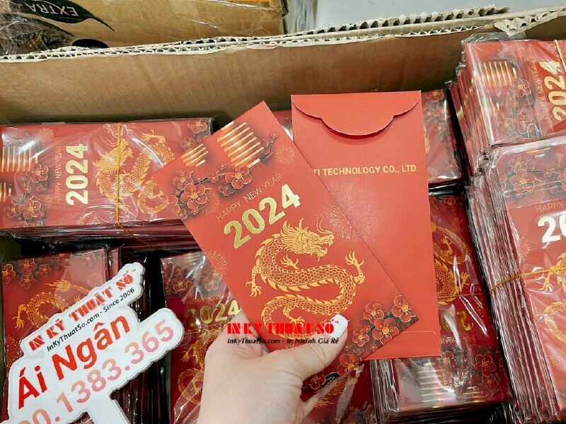 In bao lì xì ép kim vàng gold, cán mờ mặt ngoài độc đáo