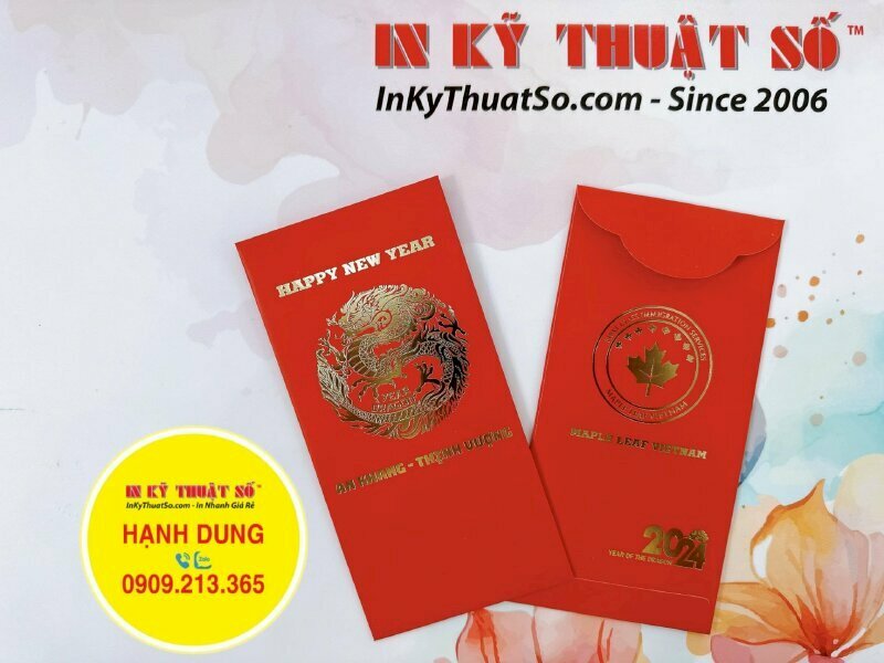 Mẫu bao lì xì đỏ ép kim độc đáo được ra đời bằng công nghệ in Offset