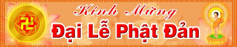 Hình ảnh băng rôn kính mừng đại lễ Phật Đản trên nền cam đẹp.