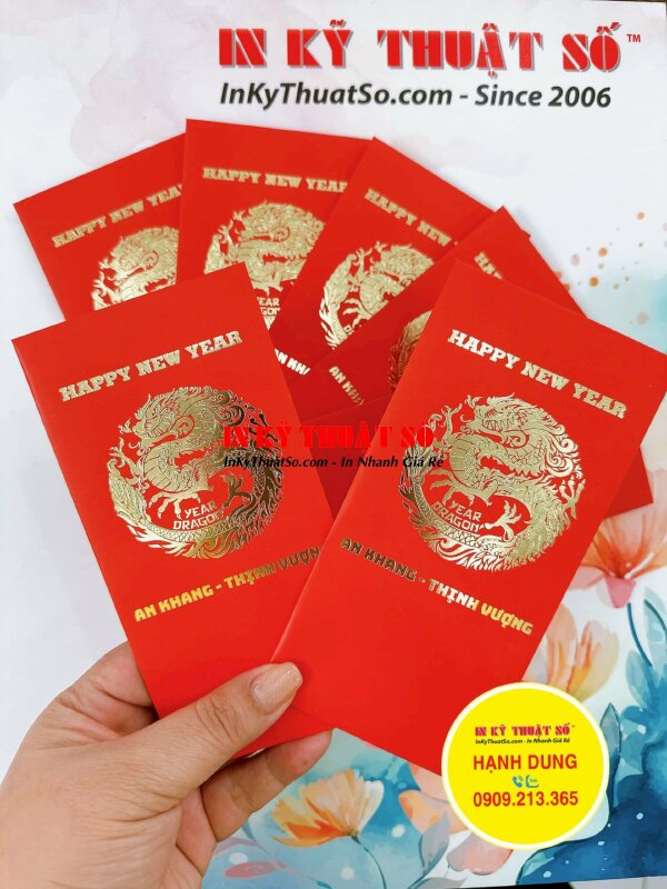 In bao lì xì ép kim Gold linh vật năm, logo công ty