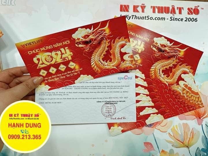 In thiệp chúc Tết khách hàng, in thiệp 20x10cm - INKTS1105