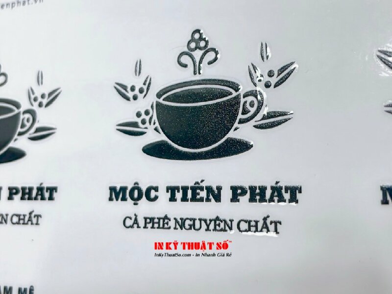 In UV DTF logo quán cà phê nguyên chất - INKTS1082