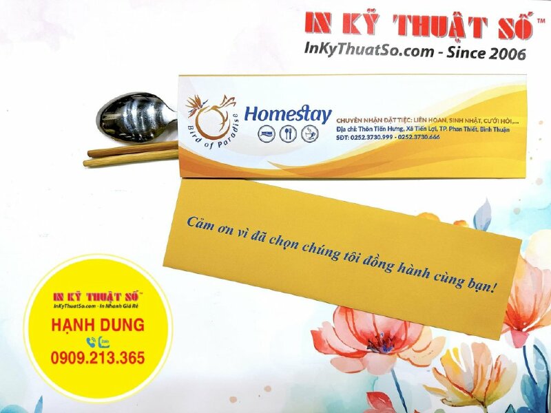 In vỏ bao đũa nhà hàng, in bao đũa homestay - INKTS1053