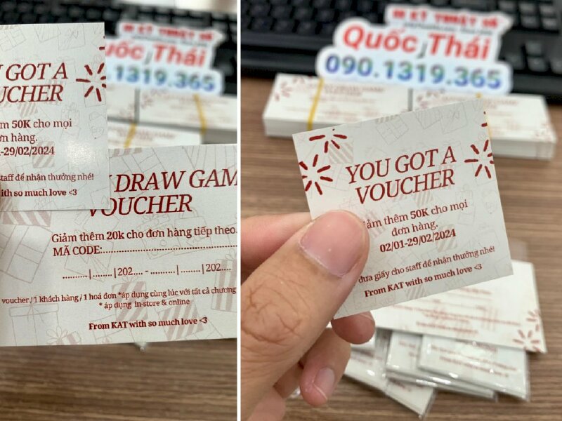 In voucher quán cafe, in voucher giảm giá cho đơn hàng mua - INKTS1039