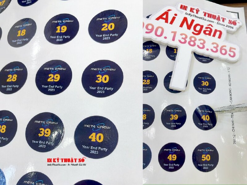 Sticker Decal số thứ tự in logo công ty Check-in và quay số trúng thưởng tiệc Year End Party- INKTS1064