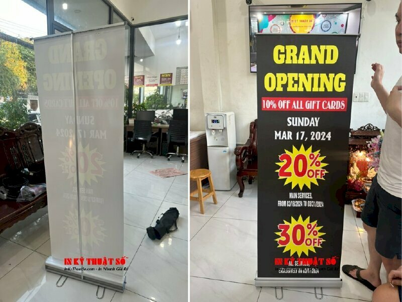 In banner treo sự kiện khai trương tại Công ty In Kỹ Thuật Số - Digital Printing 