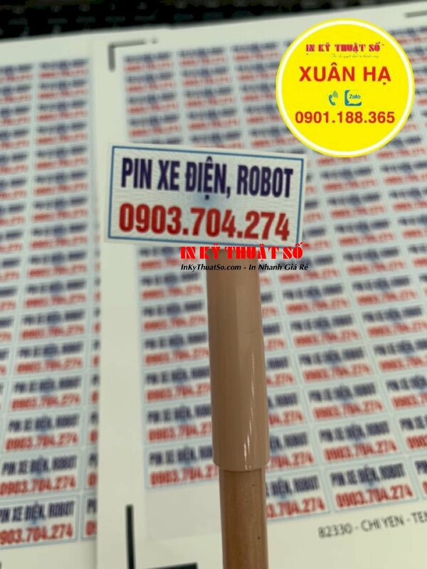 In tem niêm phong Pin xe điện chất liệu decal vỡ, bế tem theo đường viền