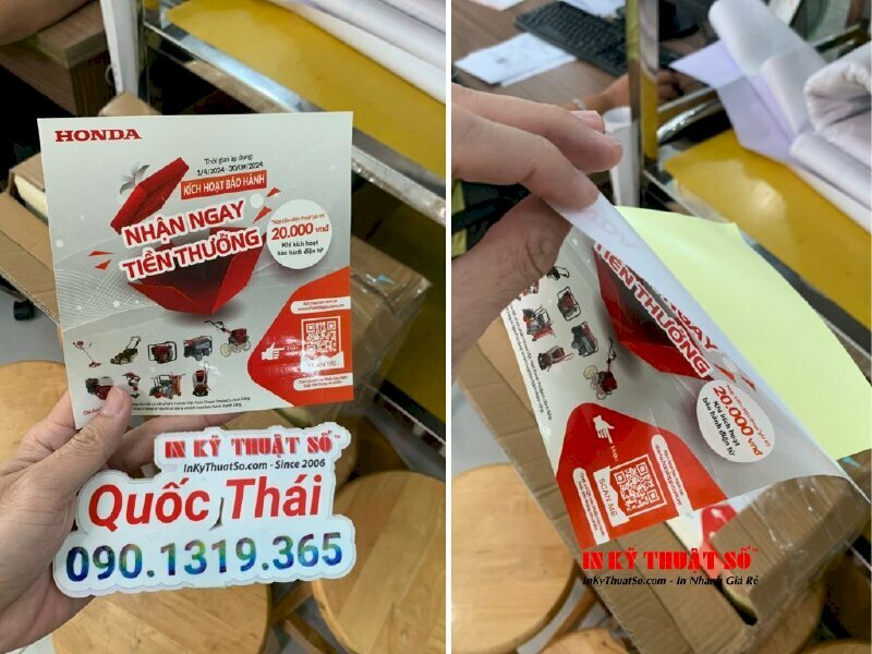 In Tờ rơi dán tường có sẵn lớp keo mặt sau giúp bạn tiện lợi khi dán tường