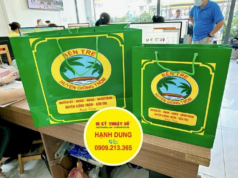 In túi giấy đựng quà tặng Kính tặng 50cm x 40cm x 20cm (hông), 30cm x 35cm x 10cm (hông)