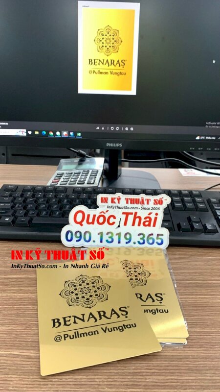 Thẻ nhôm in logo dùng trang trí bìa menu chất liệu da tạo phong cách sang trọng và thẩm mỹ