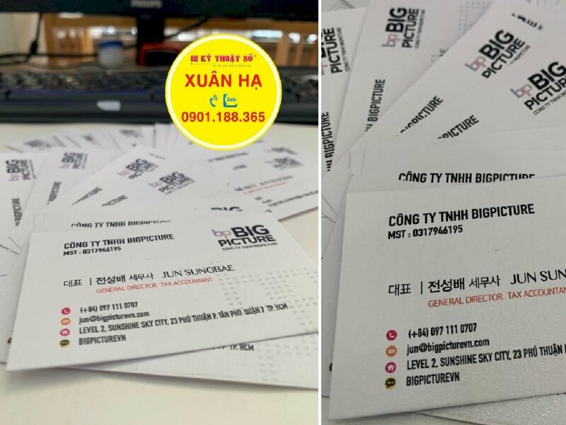 In business card giấy mỹ thuật General Director Tax Accountant tam ngữ Việt - Anh - Hàn - INKTS1200