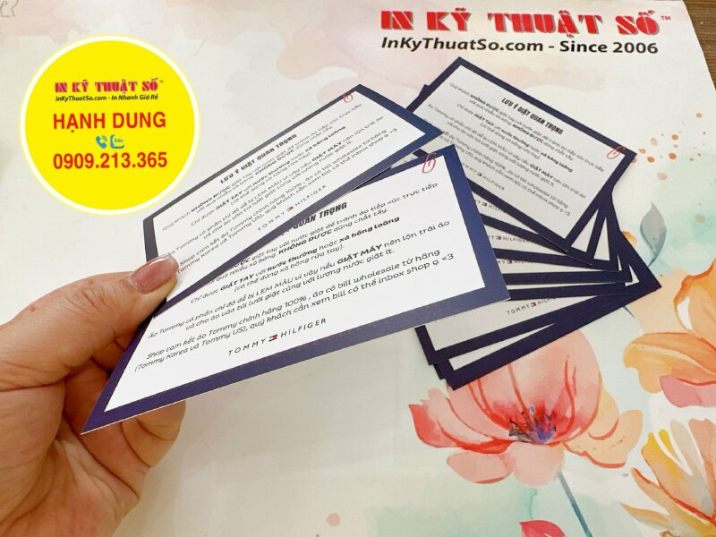 In card lưu ý giặt quan trọng gửi kèm sản phẩm quần áo thời trang, in giấy hướng dẫn sử dụng giặt ủi - INKTS1211