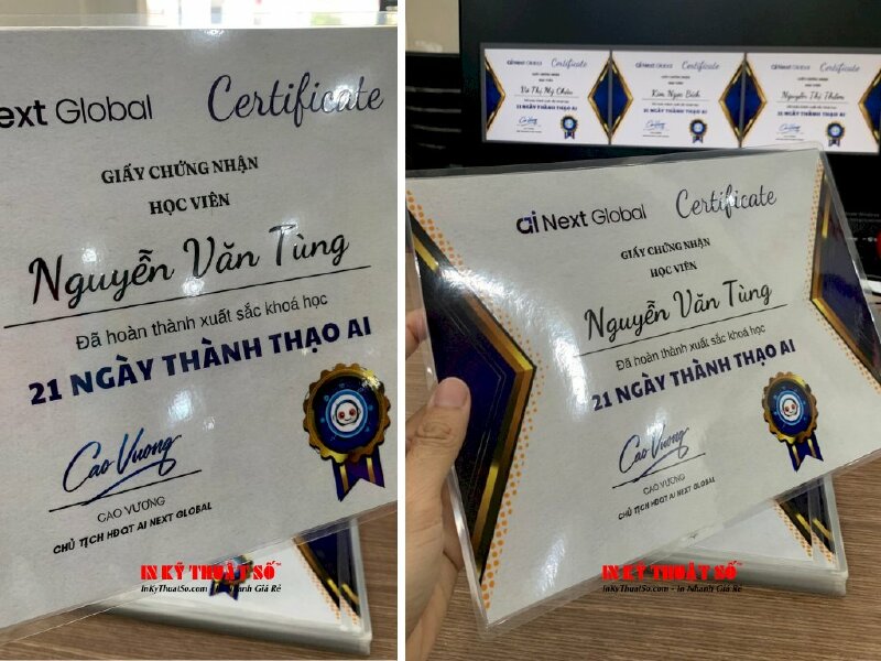 In giấy chứng nhận hoàn thành khóa học, in Certificate cho học viên trung tâm đào tạo - INKTS1185