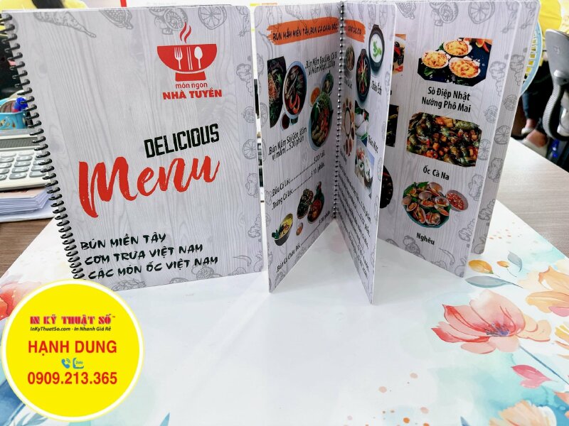 In menu nhà hàng Việt Restaurant, menu nhựa cao cấp, ép mờ, gáy lò xo, hàng gửi đi Mỹ từ TPHCM - INKTS1198