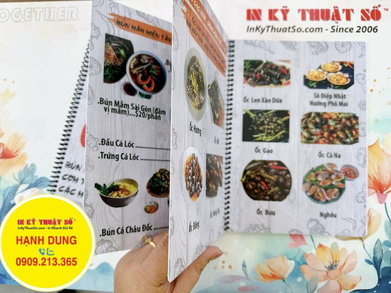 In menu nhà hàng Việt Restaurant, menu nhựa cao cấp, ép mờ, gáy lò xo, hàng gửi đi Mỹ từ TPHCM - INKTS1198