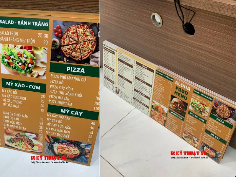 In menu quán ăn vặt, menu food, menu drink PP cán format dạng tấm cầm tay - INKTS1179