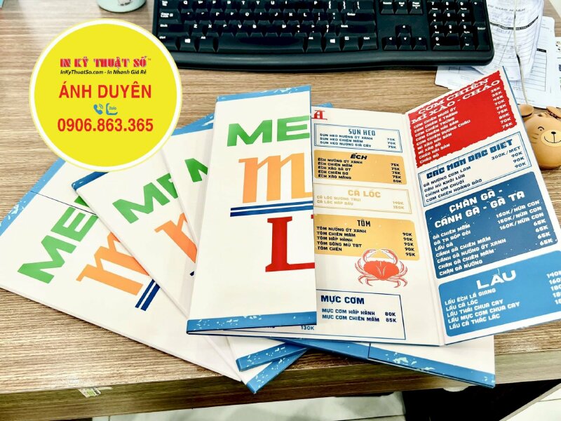 In menu quán nướng lẩu món ngon bình dân, menu dán formex khổ mở A3, khổ đóng A4 - INKTS1189